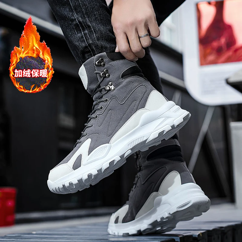 Botas de inverno térmicas impermeáveis masculinas – tênis de neve forrados de pelúcia antiderrapantes para clima frio