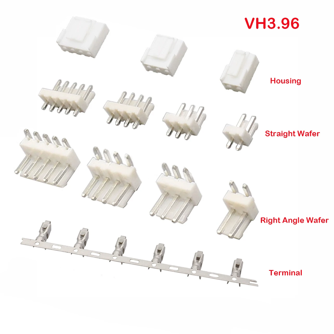 100Pcs VH3.96-Y/A/AW/AWG Curved Straight Right Angle 90D Pin Header 2P 3P 4P 5P 6P 7P 8Pin Housing Wafer Wire To Board Connector