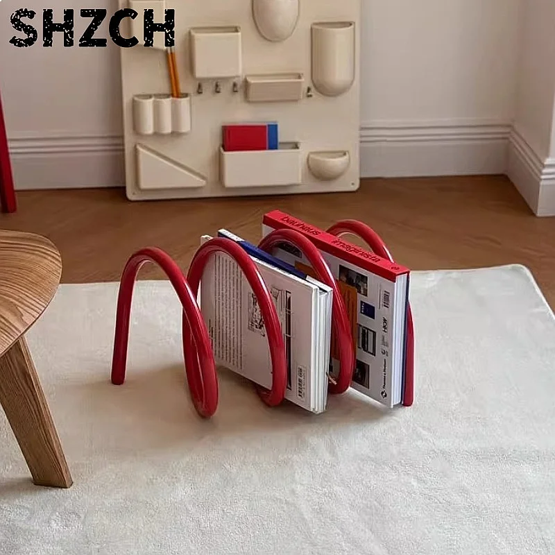 Creative Spring-Loaded Rotating Bookshelf Desktop Organizer Metal Office Book Holder Display Rack