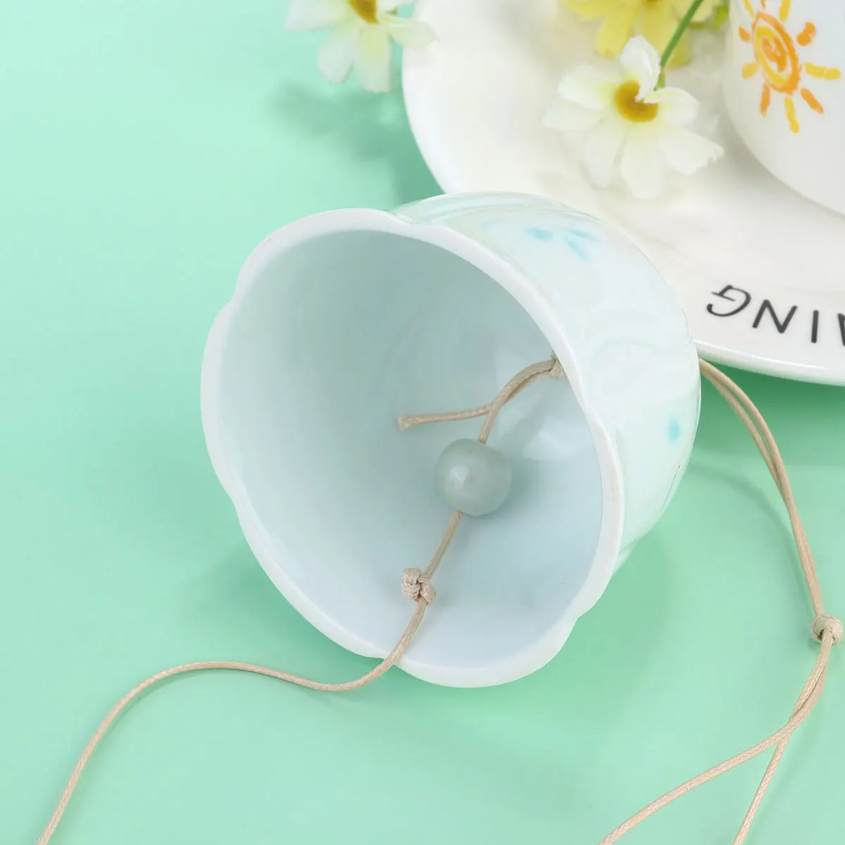 

1Pcs Japanese Style Ceramic Handmade Wind Chime Hanging Lanyard Door Room Car Garden Decorative Wind Bell Ceramic Aeolian Bell