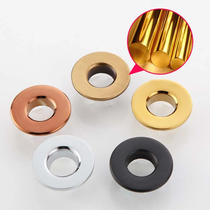 1/2/5/10Pcs Overflow Hole Decorative Cover Copper Sink Hole Round Overflow Cover Insert Basin Sink Bathroom Faucet Insert Ring