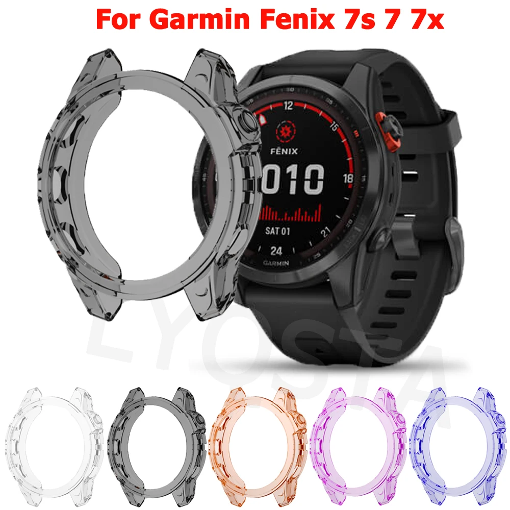 Caso de proteção para garmin fenix 7s 7 7x relógio inteligente protetor quadro suave cristal claro tpu caso capa para garmin fenix 7s 7 7x