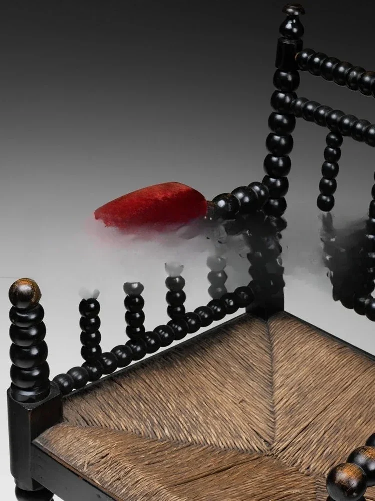 منتصف القديمة الصلبة الخشب كرسي الروطان الفرنسية الرجعية أريكة واحدة غرفة المعيشة الروطان عارضة مسند الذراع مسند الظهر كرسي #3