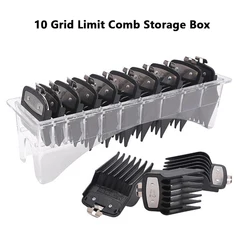 10 Grid Guide Limit Comb Storage Box Electric Hair Clipper Rack Holder Organizer Case Barber Salon Hairdressing Tools