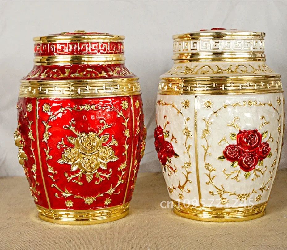 Rose ดอกไม้สัตว์เลี้ยง Memorial Keepsake โลหะ Urns สัตว์เลี้ยง Urns อนุสรณ์ Casket Urns ขี้เถ้างานศพลูกสุนัขมนุษย์ Funerary กล่อง