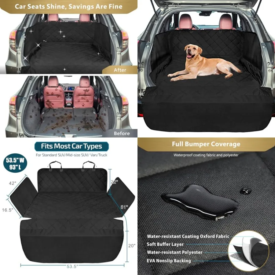 

SUV Cargo Liner for Dogs - Waterproof Pet Cargo Liner with Side Flaps, Comfort Dog Cargo Cover with Bumper Flap, Scratchproof N