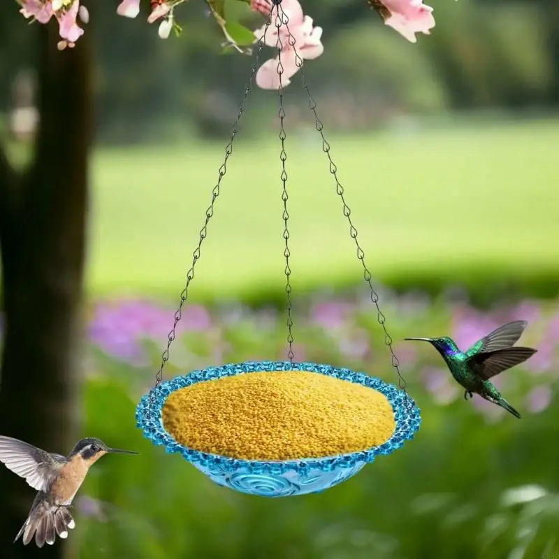 Bird Feeding Dish Tray Platform Feeder Bird Water Bowl Hanging Bird Bath for Outdoor Garden Outside Pet Feeder C5AD