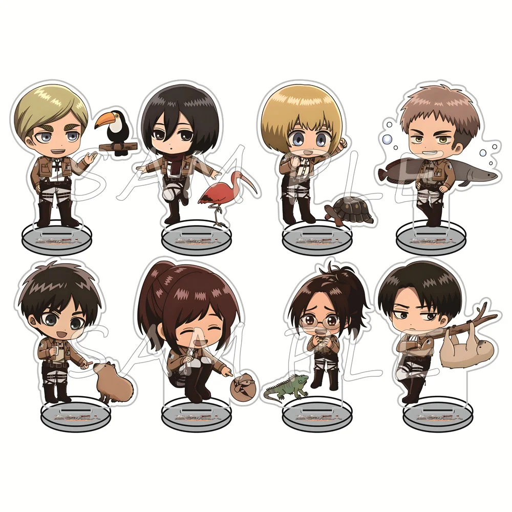 Figuras de acrílico de 10 cm de Ataque a los Titanes, llavero, animal de compañía, merchandising de anime, decoración de escritorio, adorno, regalo para fans otaku