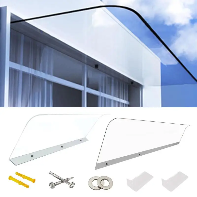 Curved Window Awning Invisible Outdoor Front Door Overhang Canopy Transparent Rain Snow Proof UV Proof Garden Patio Cover