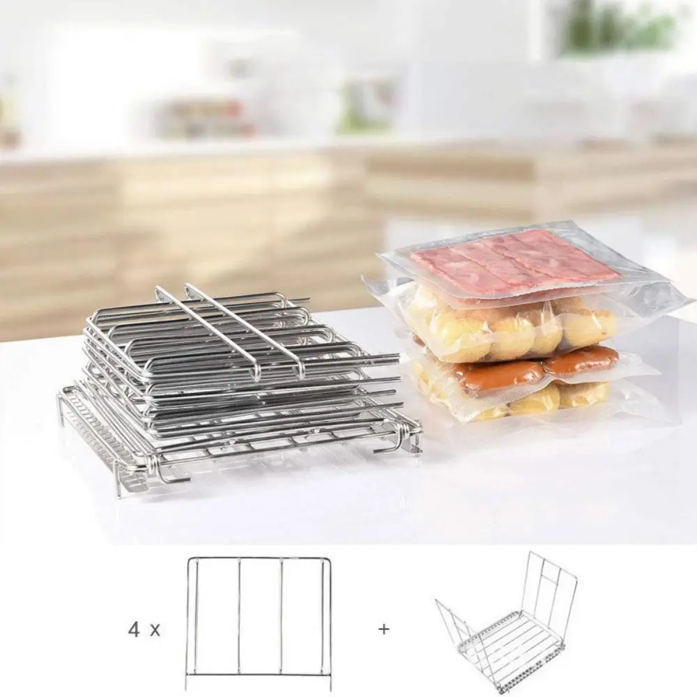 Vertical Mount Vide Rack Divider 5 Detachable Dividers Collapsible Sous-Vide Machine Ensures Even Warming Stainless Steel