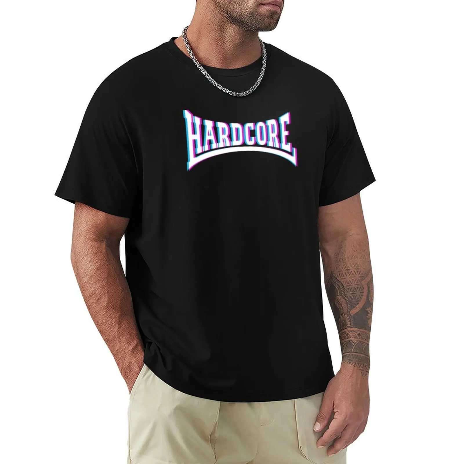 Hardcore Techno 3D Logo T-Shirt Plus Size Non-Shrink T-Shirt