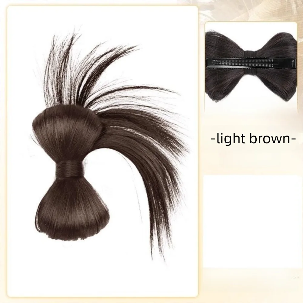 

New Synthetic Hair Bun Claw Clip Natural Fluffy Bun Head Wig Brown Black Bowknot Hairpiece Hair Accessories