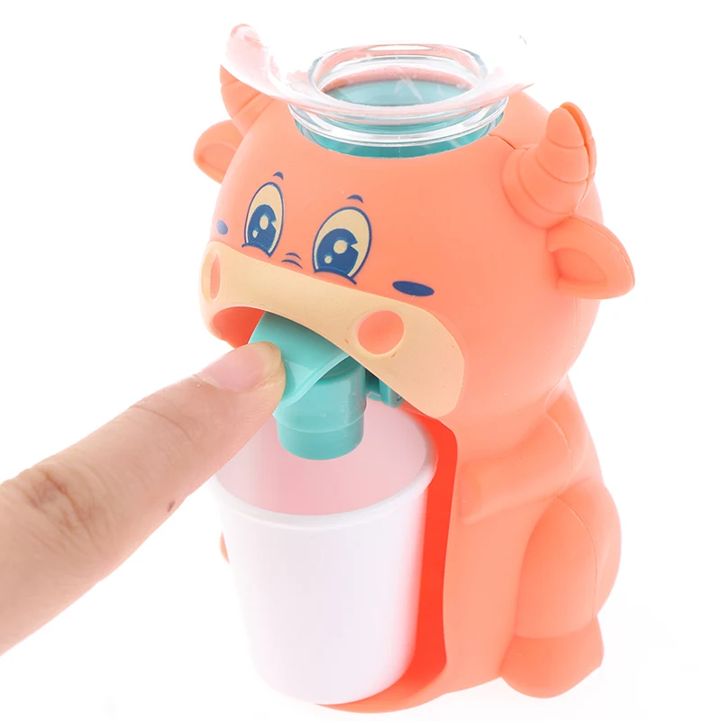 1PC Mini Water Dispenser Children Kids Gift Cute Cold/Warm Water Juice Milk Drinking Fountain Simulation Cartoon Pig Kitchen Toy