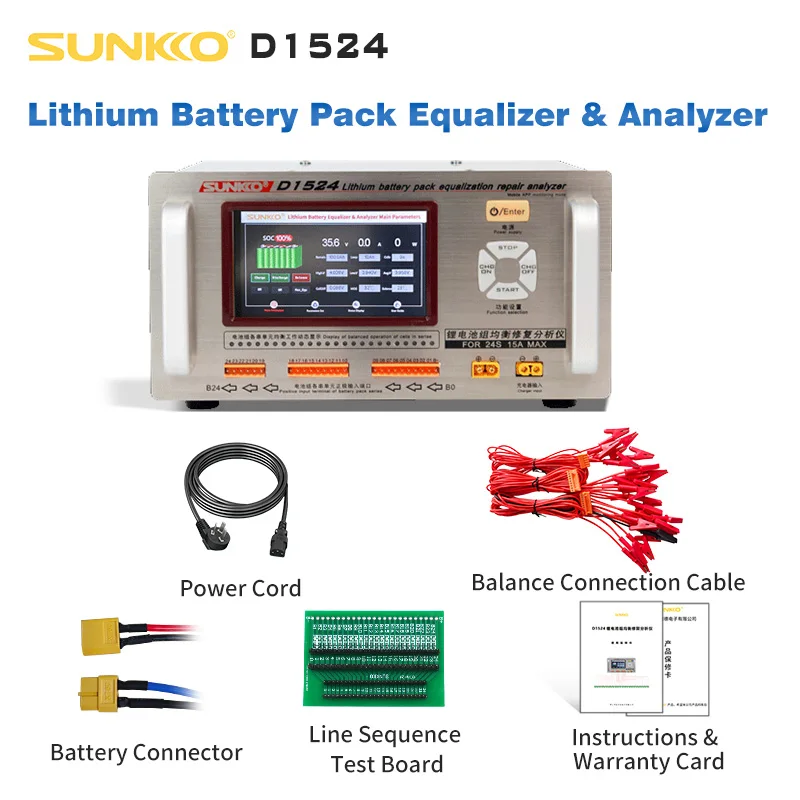 D1524 15A High Current Lithium Battery Equalizer Pressure Difference Repair Balancer Battery Equalizer Car Maintenance SUNKKO