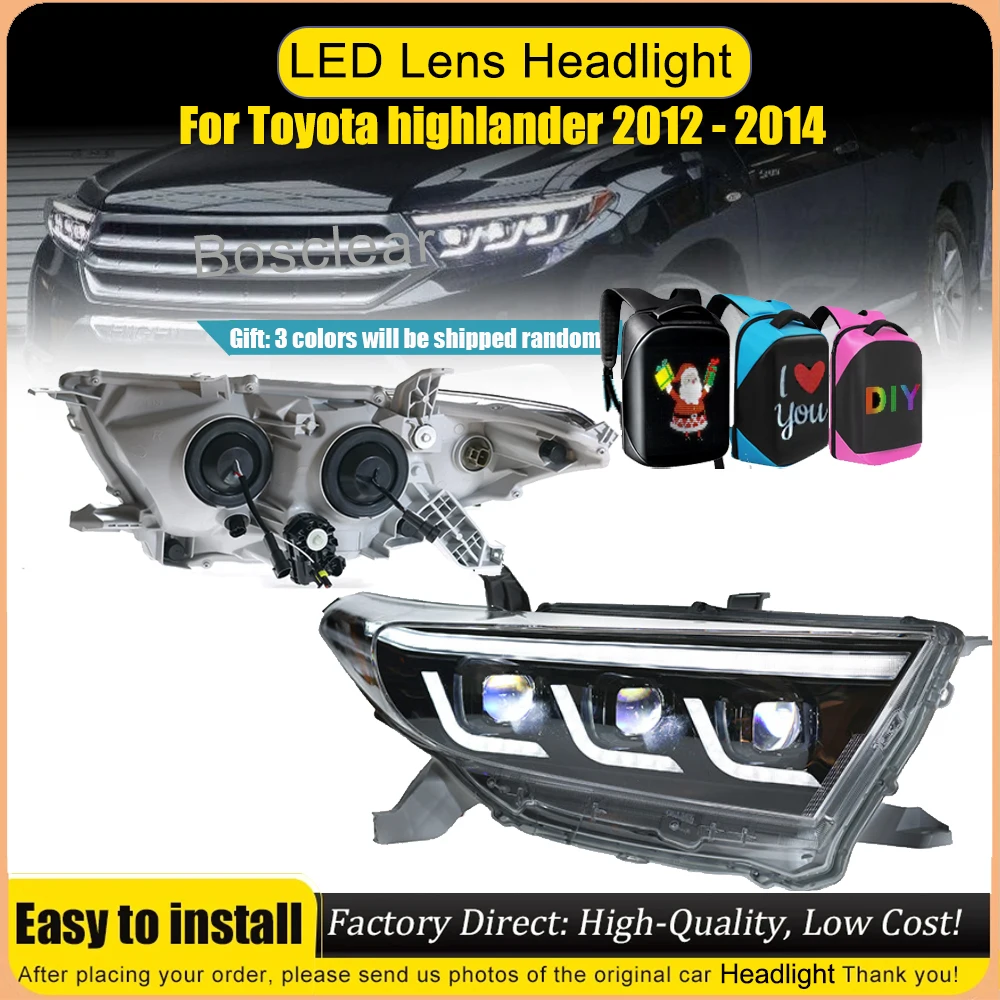 

Car For Toyota highlander LED Headlights 2012-2014 Upgrade Modified to New DRL Dynamic Turn Signal LED Headlamp Auto Accessories