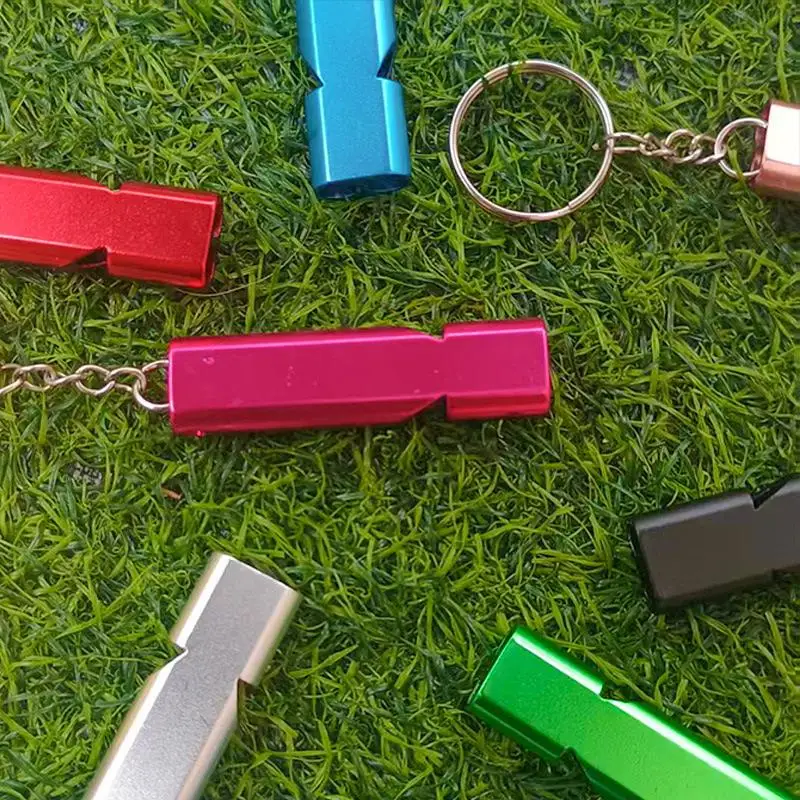 

For Outdoor Hiking Climbing Emergence Whistle Cheerleading Souvenirs Dual Frequency Survival Whistle Flat Metal Whistle