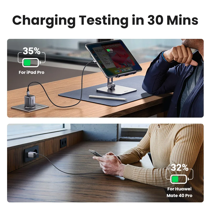 UGREEN Nexode GaN 30W Fast Charger for iPhone 14 13 USB C Charger for iPad Pro，for samsung，for Xiaomi PD Charger