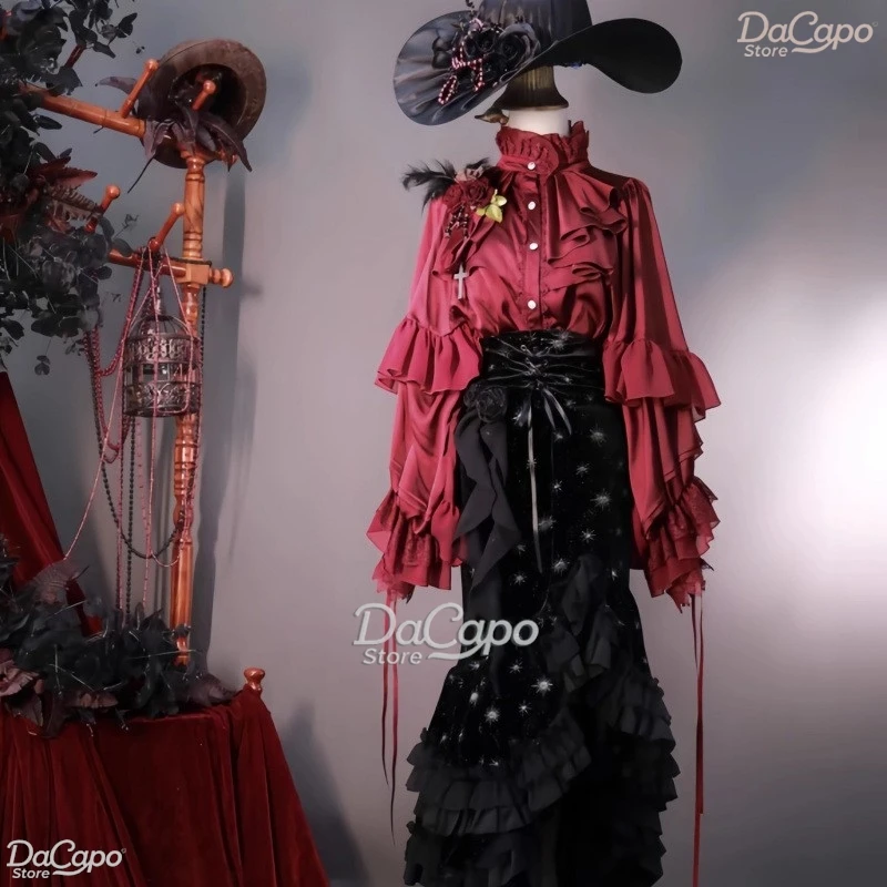 

Темная готическая блузка принцессы в придворном стиле с крыльями летучей мыши, свободная рубашка с длинными рукавами, атласный воротник-стойка, топ в стиле Лолиты, рождественский костюм унисекс Ouji