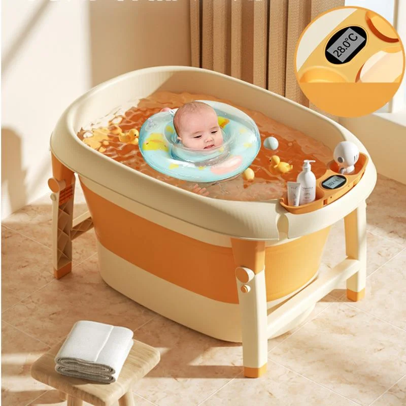 

Large Swimming Baby Bathtub Portable Real-Time Temperature Sensing Folding Basin Safety Material Bath Basin for Infants