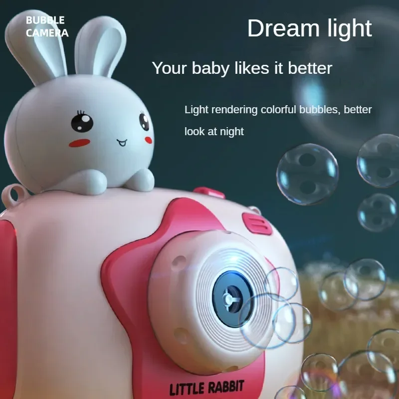 Appareil photo à bulles portable pour enfants, canard de dessin animé mignon, machines à bulles automatiques avec lumières et musique, jouets d'extérieur pour enfants