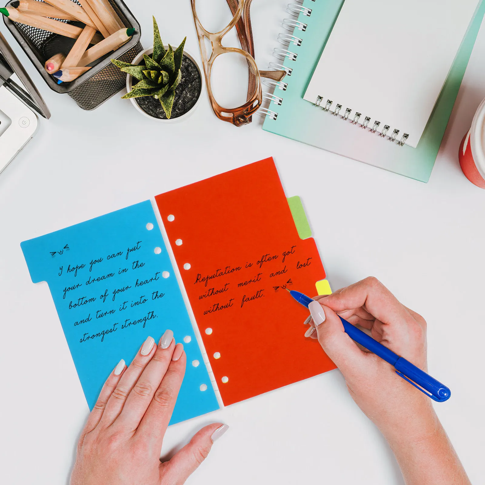 

6Sets A6 Paper Dividers Colored Notebook Index Pages 5 Sheets Random Colors Smooth Surface for Travel Office Spiral Notebook