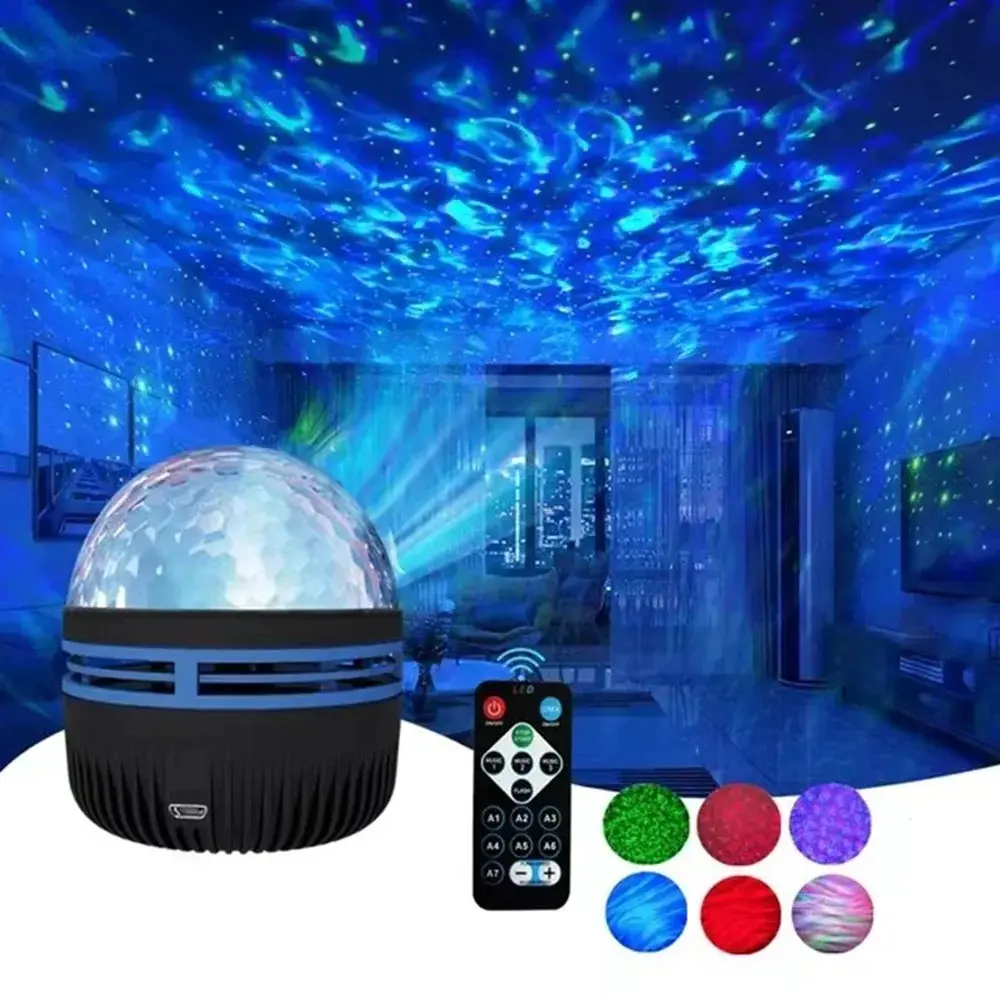 Starry Projector Light 7 Colors Remote Control Polar Projection Night Light For Bedroom Home Decor Room Christmas Party Disco