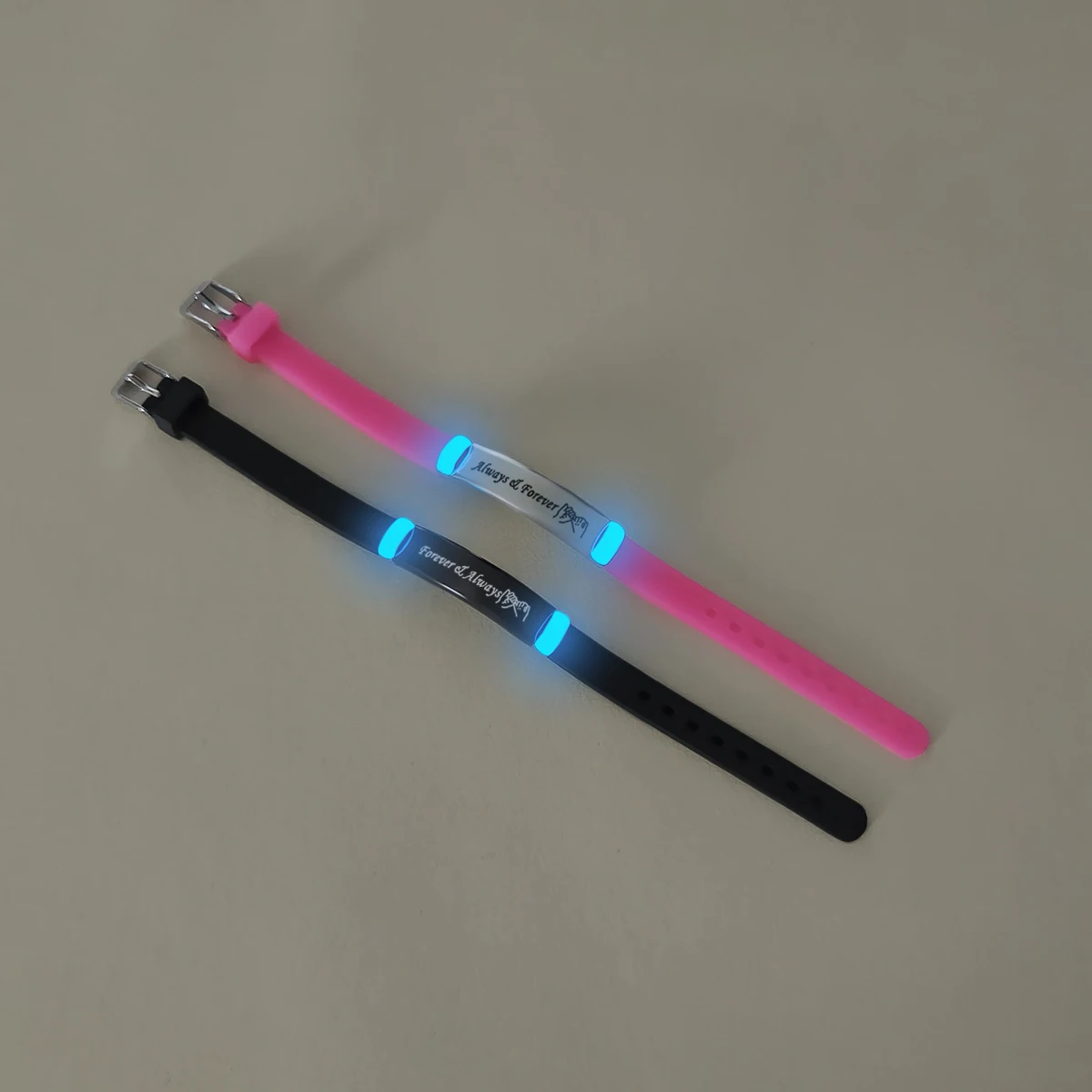 2-Piece Set Always&Forever Glow-in-the-Dark Couple Bracelets Ladies Fashionable Promise Handbands with Hook Pattern view 6