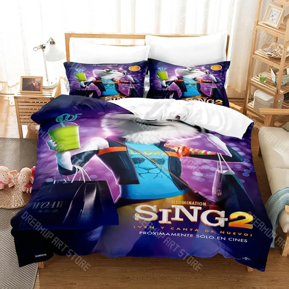 3D Printed Sing 2 Moive Bedding Set for Boys Girls Duvet Cover And Pillowcase Included Twin Queen King Full Single Double Sizes