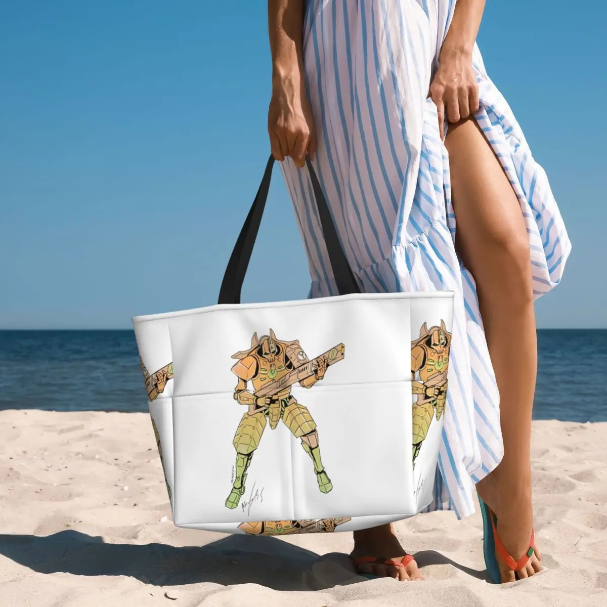Necron With Tau Armor Beach Tote Bag Sport Gym Yoga Duffle Large Tote Bag Women Travel Bag Fitness bag
