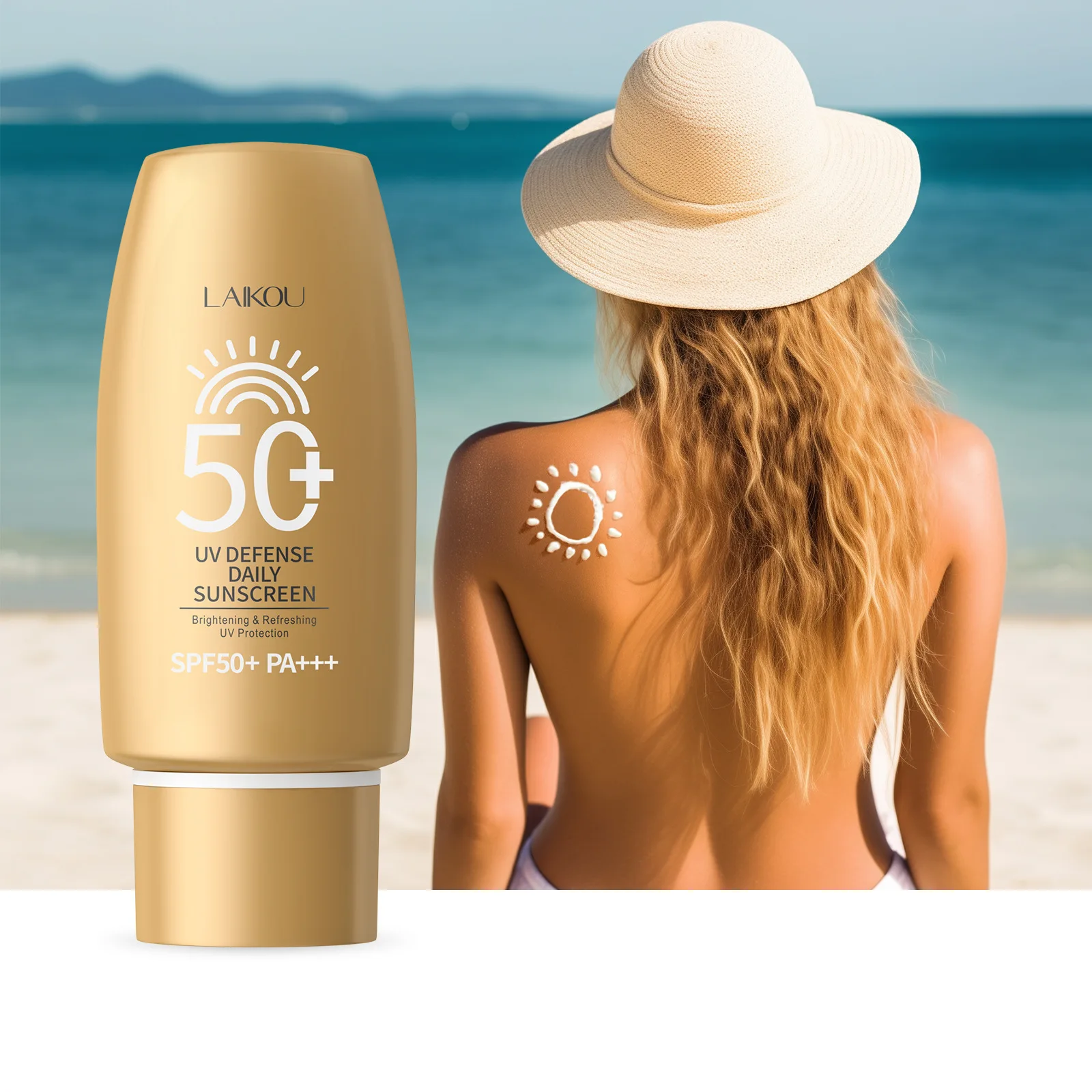 Laikou-美白日焼け止めspf50 uv保護、日焼け止め、保湿、明るく、顔、腕、太もも、日焼け止め、スキンケア