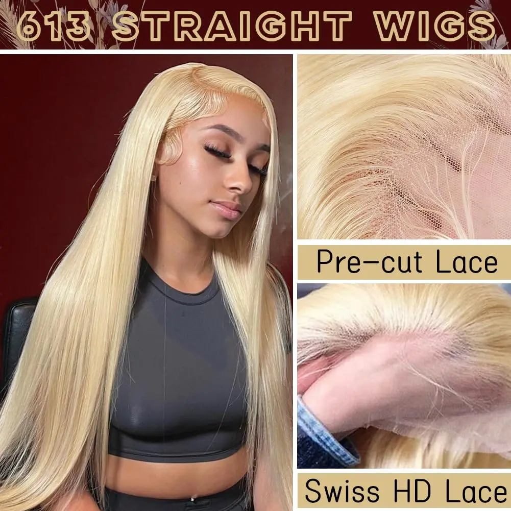 FABA Human Hair Wigs Blonde Straight Lace Front Wigs Human Hair Pre Plucked 40inch Lace Front Human Hair Wig For Women Mixed Wig