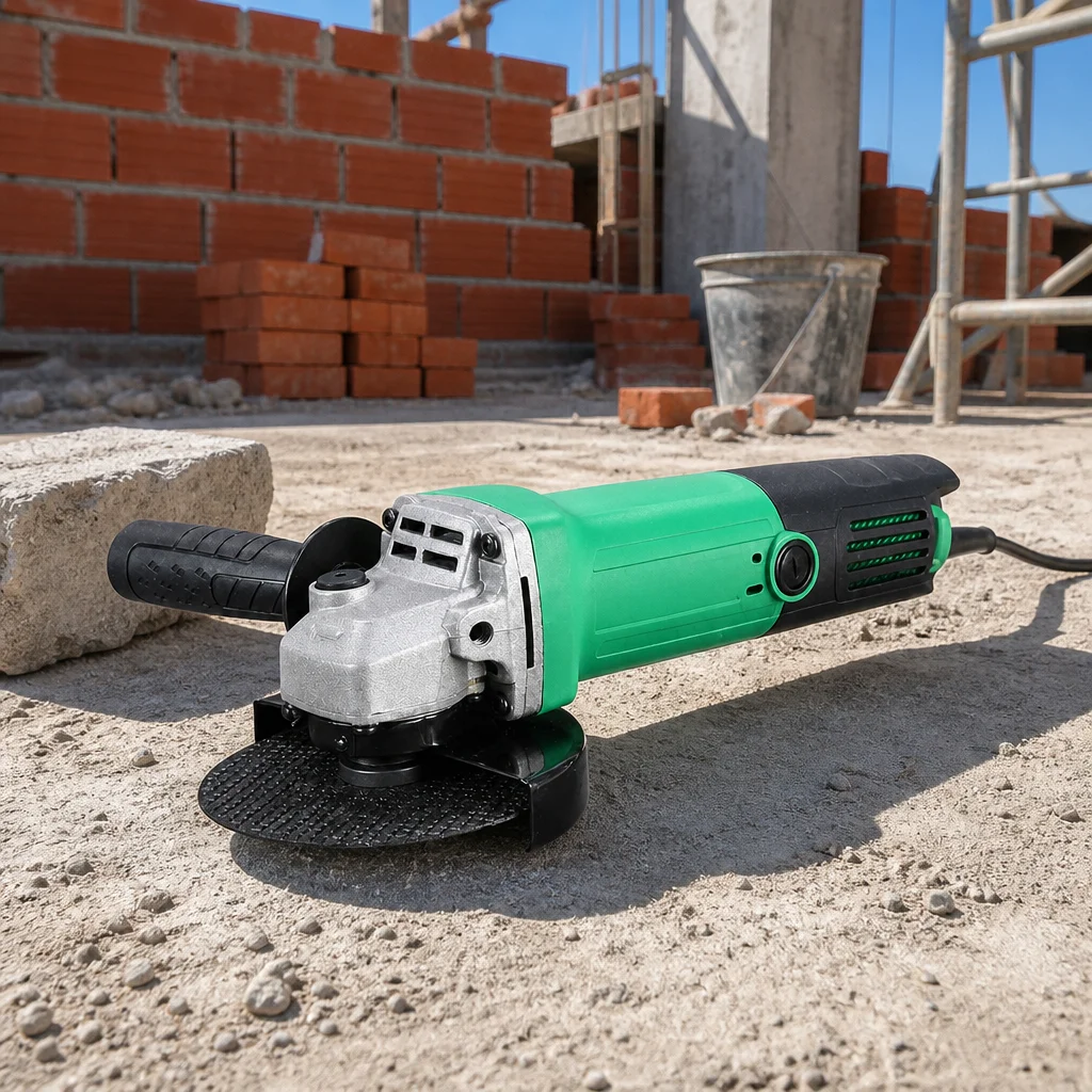 High Quality Industrial Grade 220V-240V 100mm Corded Angle Grinder with Slide Switch Featuring Grinding Disc Wheel Tools Set