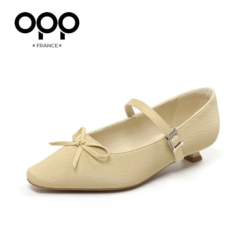 OPP Women Mary Janes Shoes Fashion Comfortable Heel Shoes Luxury Design Low Heel Shallow Shoes