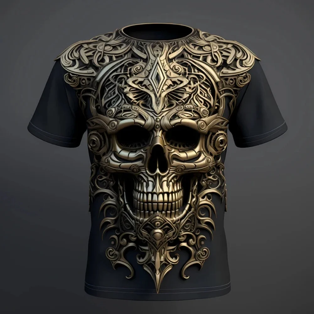 2024 Summer New Men T-Shirt Harajuku Spider Skull 3D Printed T-Shirt Men's Clothing Fashion Punk Tees Casual Street Wear T-Shirt image 5