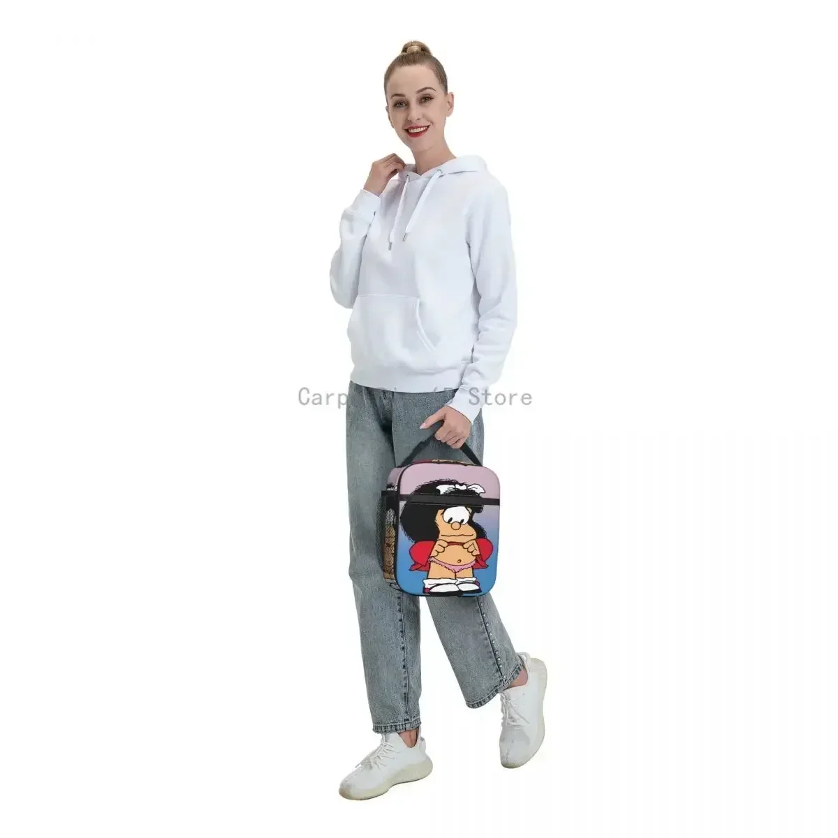 Funny Mafalda Insulated Lunch Bag for Women Resuable Quino Comic Cartoon Cooler Thermal  Box Office Work School