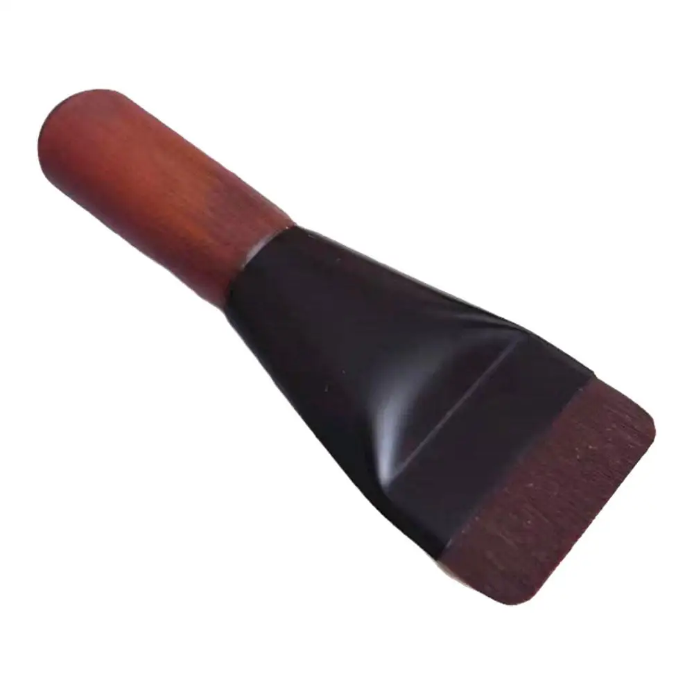 Mini escova plana para fundação e creme, escova universal com alça, maquiagem, corretivo, madeira, ferramenta de beleza, j6f3