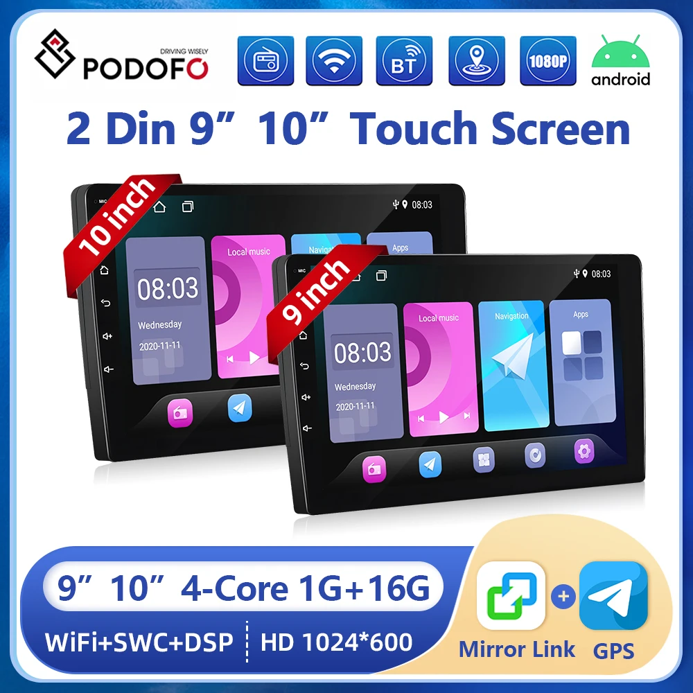 

Podofo 2din Android Car GPS Radio 7/9/10inch 1+16G Car Multimedia Player WIFI GPS Navigation Bluetooth FM Radio Receiver Stereo