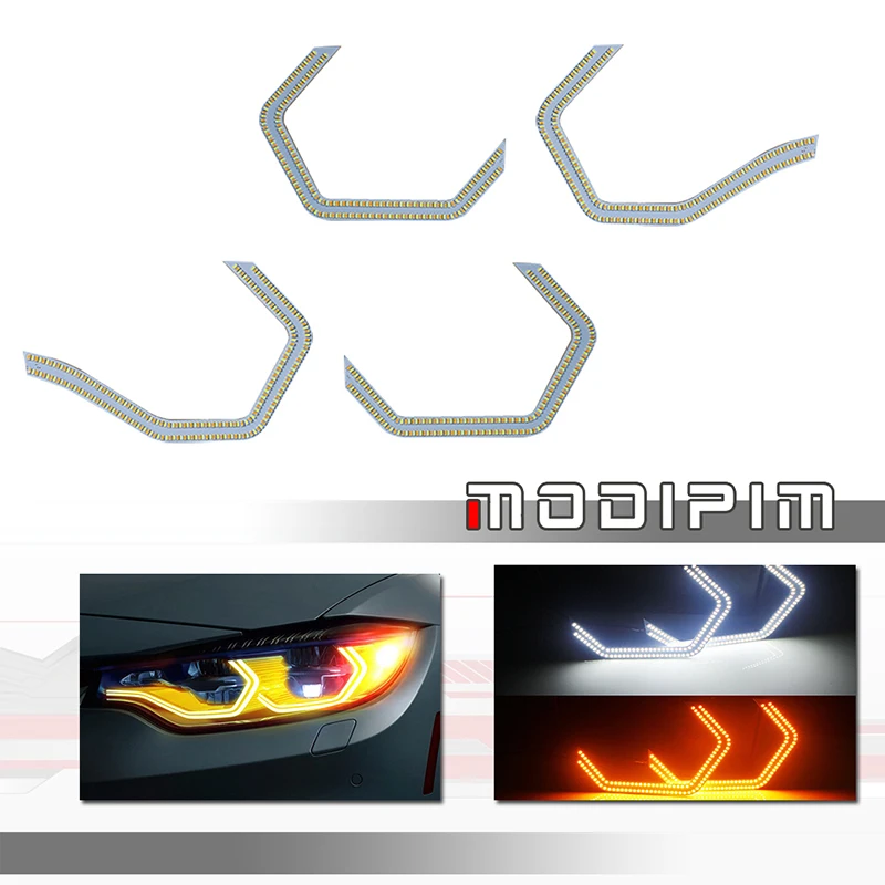 

Amber & White LED Car Angel Eyes w/ Relay Wirings Kit For BMW 2 3 4 5 Series Headlights Retrofit Driving / Turn Signal Lights