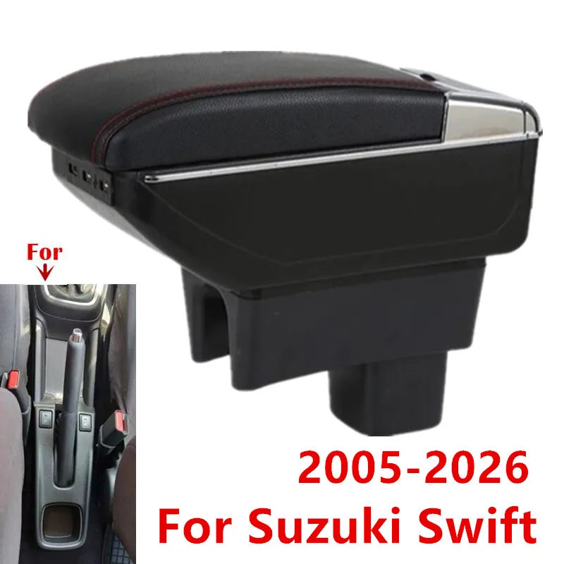 For Suzuki Swift Armrest Box For Suzuki Swift Car Armrest 2005-2026 Interior Storage Box USB Dedicated Retrofit Car Accessories