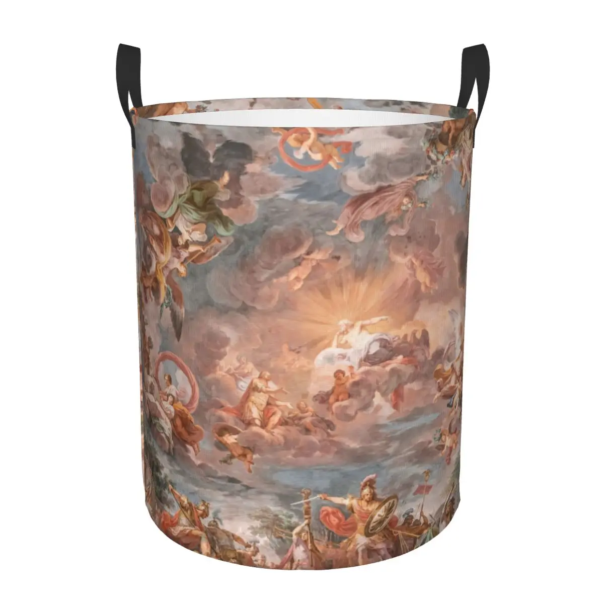 Custom Baroque Art Painting Laundry Basket Collapsible Aesthetic Renaissance Angels Clothing Hamper Toys Organizer Storage Bins