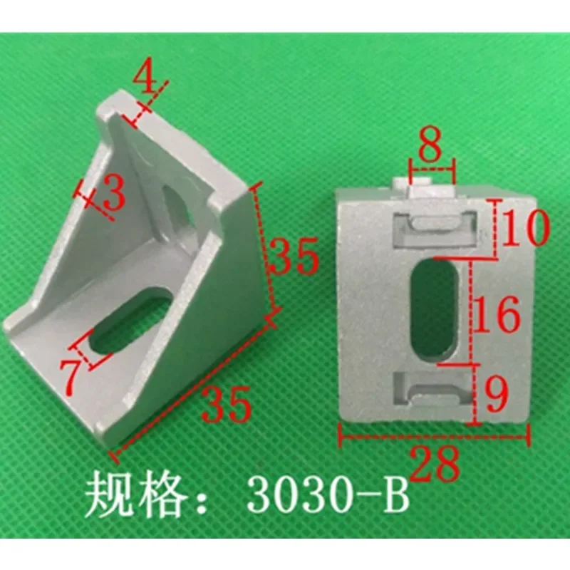 50pcs/lots 3030 corner fitting angle aluminum 35 x 35 L connector bracket fastener match use 3030 industrial aluminum profile