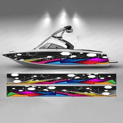 Rainbow Colors Boat Sticker Fashion Custom Fish Boat-Sticker Vinyl Waterproof Boat Wrap Graphic Boat Wrap Decal