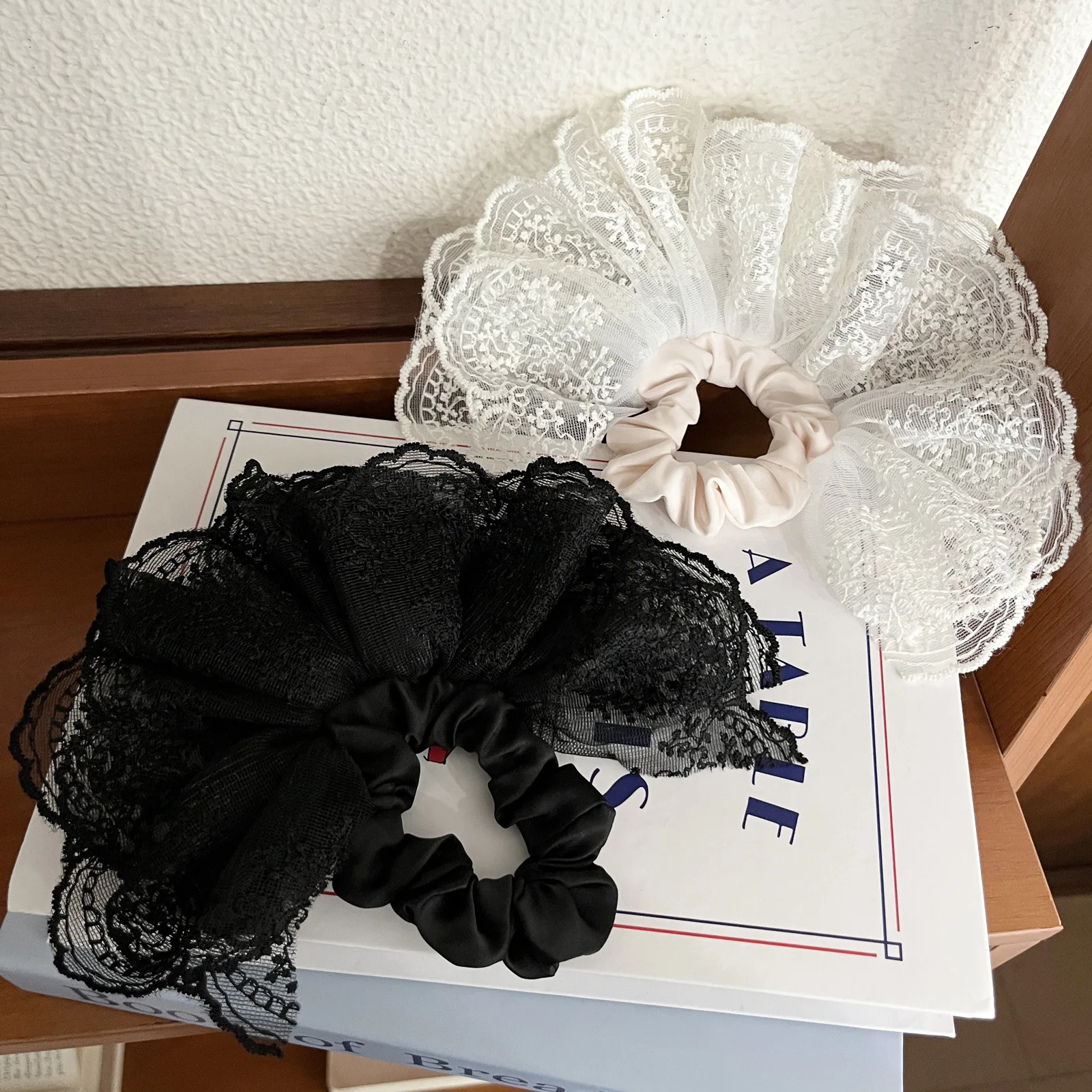 Korean Double-Layer Embroidered Scrunchie, Ballet Style Headband