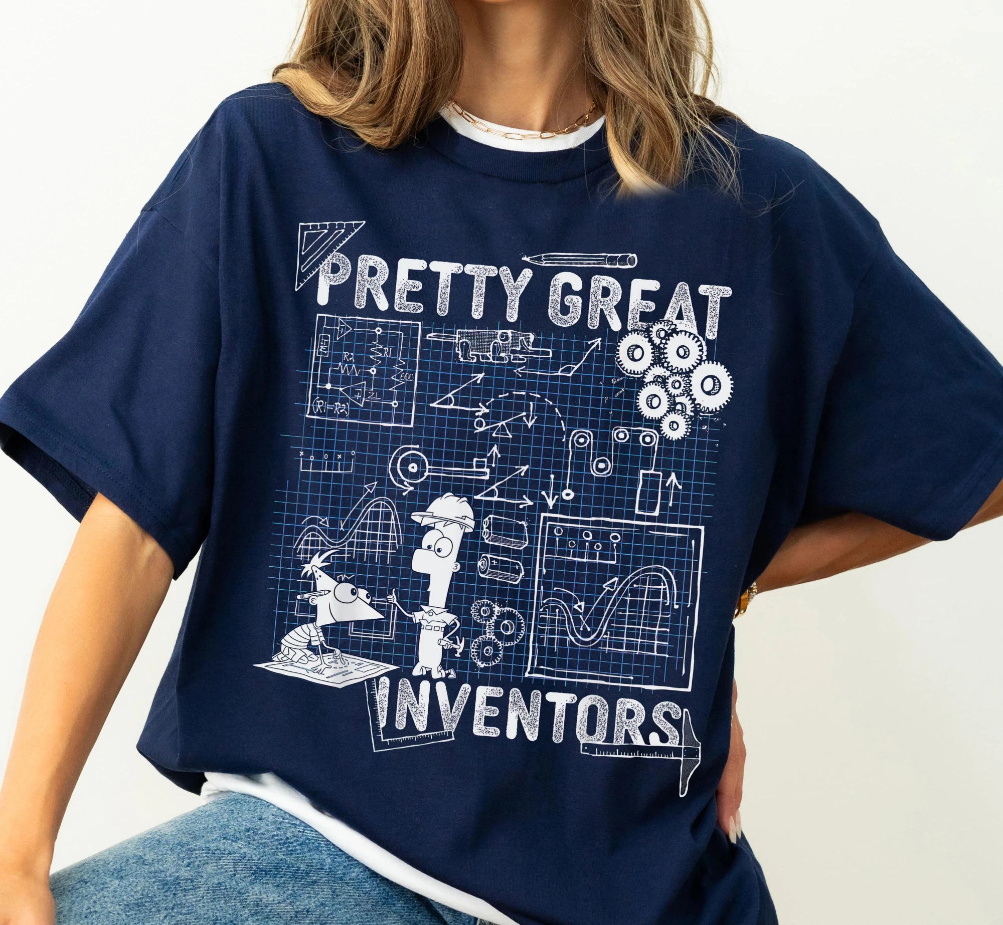 ديزني فينياس وفيرب اختراعات التخطيط تي شيرت بيري سطح السفينة قميص خلد الماء ديزني لاند الأسرة القمصان المملكة السحرية قميص