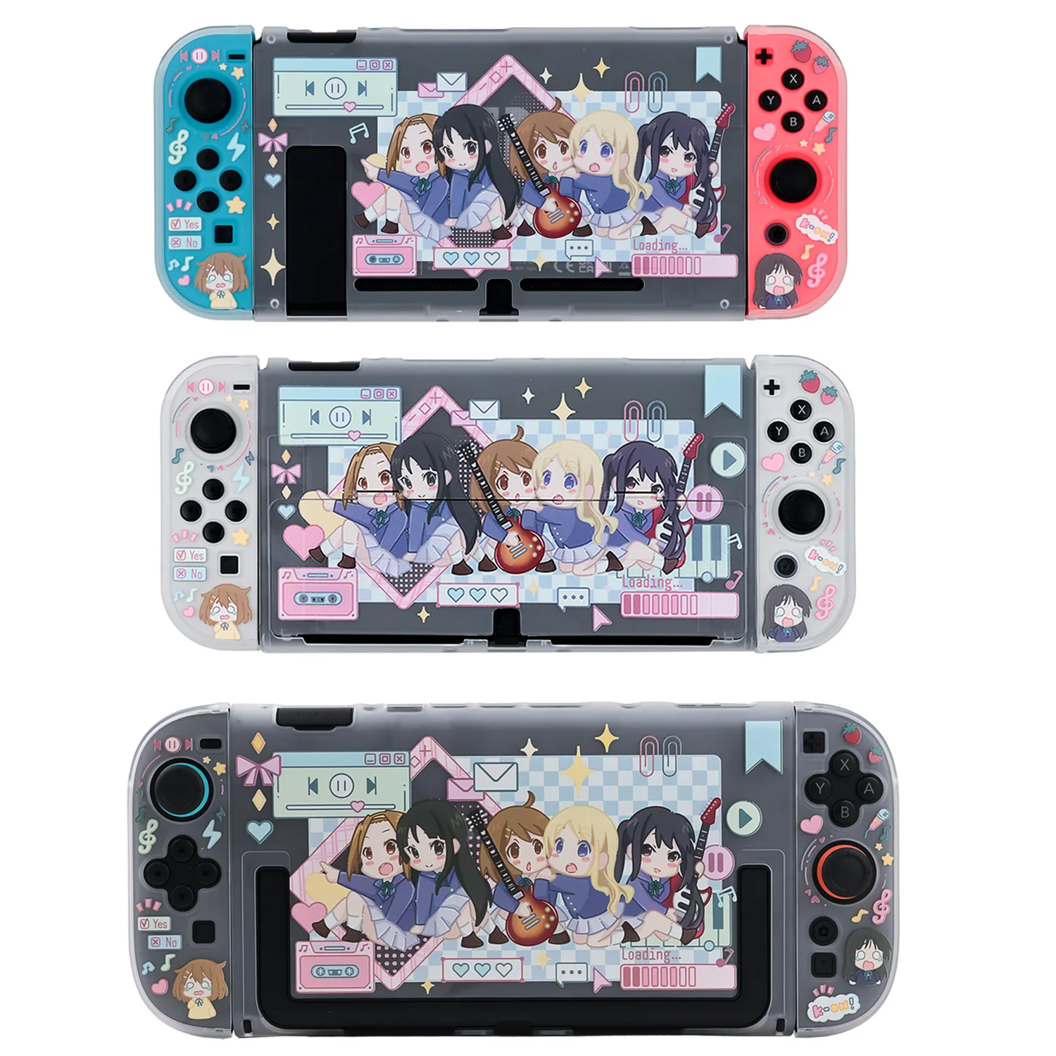 Funda estilo Music Club compatible con Nintendo Switch / OLED / Switch 2 - Carcasa protectora rígida transparente esmerilada
