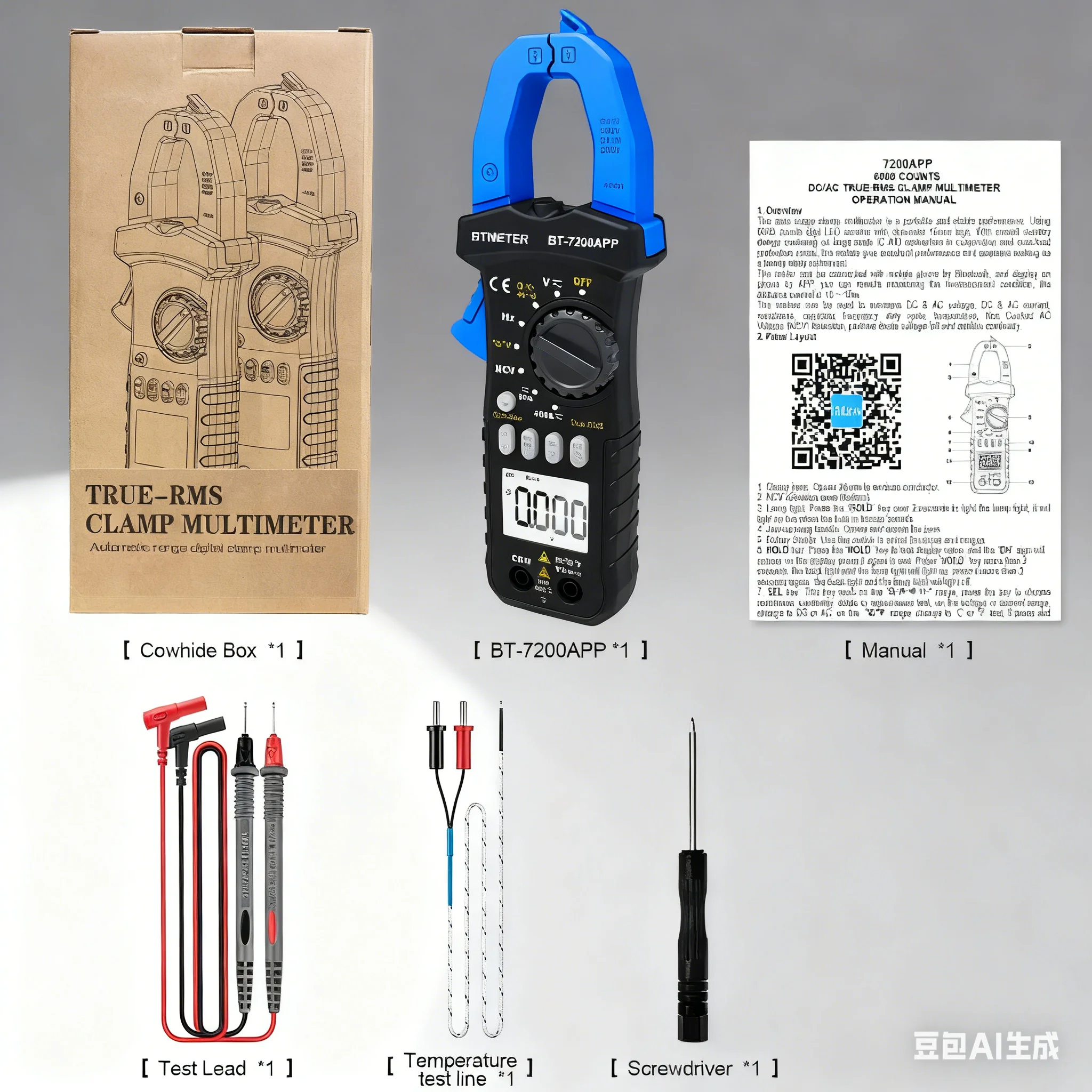 HP-7200APP TRMS 6000 Counting Clamp Multimeter, Bluetooth Clamp Ammeter for AC/DC Current Voltage Resistor Capacitor Frequency