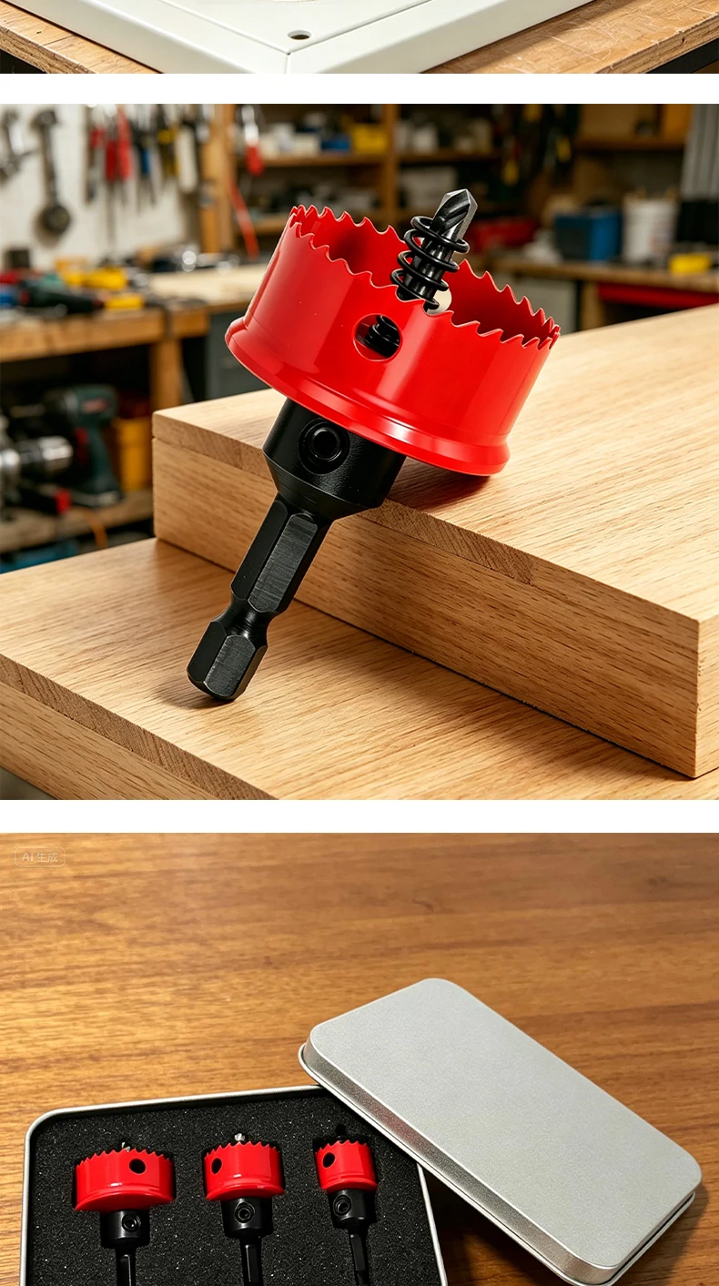 M42 Bimetall-Lochsägen-Set 3/4" bis 1-3/8" Dünnwandiger Kobalt-Bohrlochschneider mit Sechskant-Spannzange für Holz-, Metall- und PVC-Schnitte – Detail 6