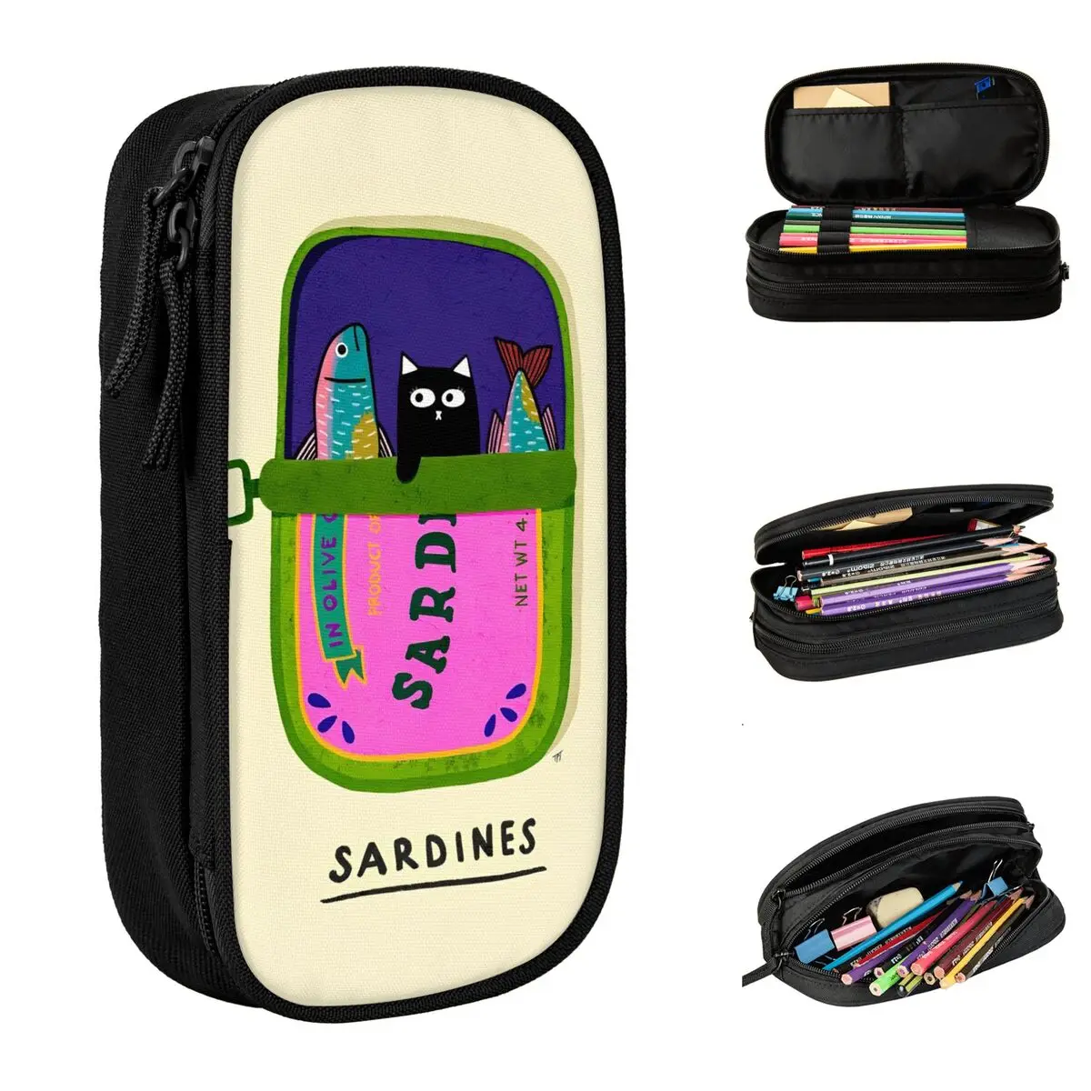 

Креативный пенал с сардинами и рыбами, пенал, держатель для ручек, детская большая сумка для хранения, школьные канцелярские принадлежности на молнии для студентов