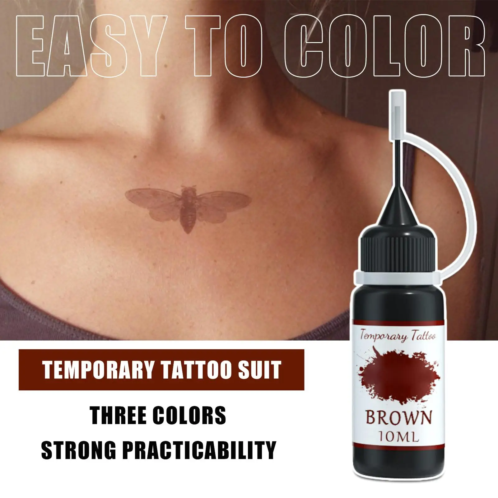 3pcs Tattoo Stencil Kit: Long Lasting Water-resistant Ink (3 Colors), DIY Washable Semi Permanent Tattoo Kit