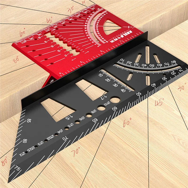 A44F-Multi-Angle Measuring Ruler And Slide Ruler,45/90Degree Angle Gauge Protractors,Woodworking Carpenter Square Tool Set